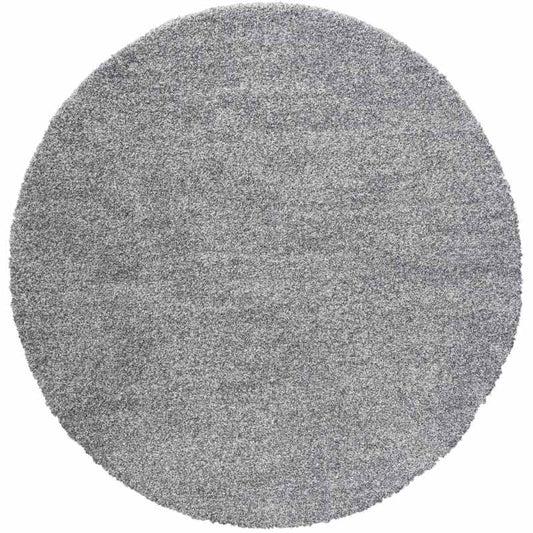 Mehari 23500 4258 Mottled Speckled Shaggy Circle Rugs in Silver