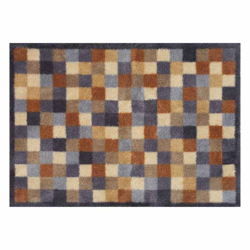 Neutral Squares Washable Doormats in Multi