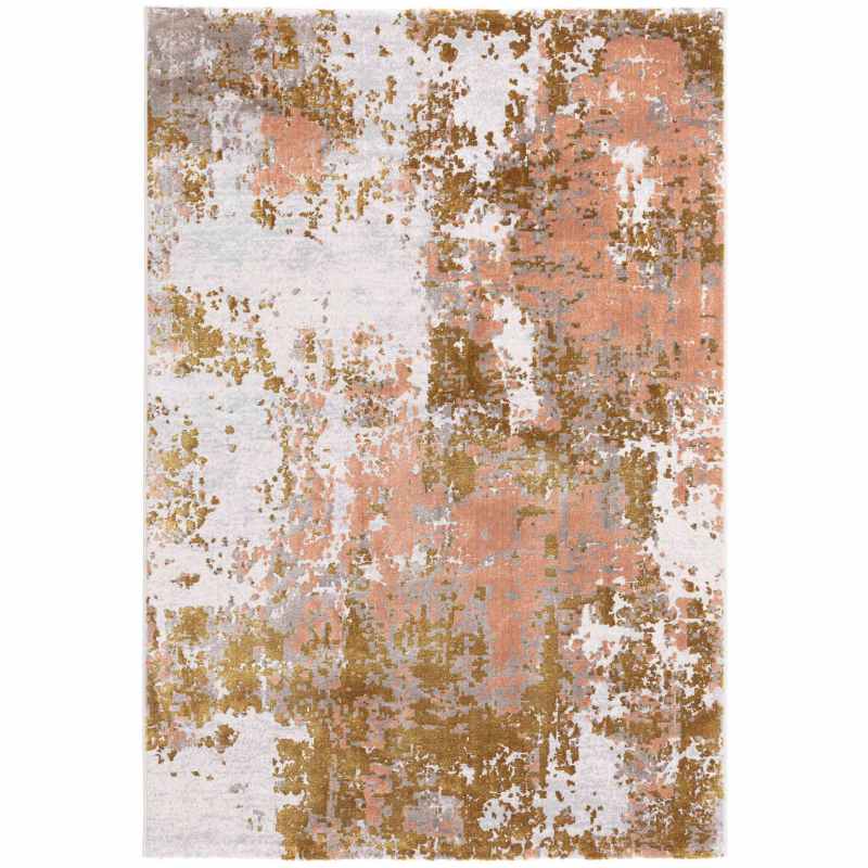 Moda 47127 GC700 Distressed Abstract Rugs in Gold Pink