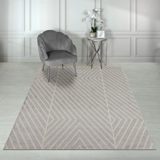 Asiatic muse mu09 grey linear Grey Living Room Geometric Rug.