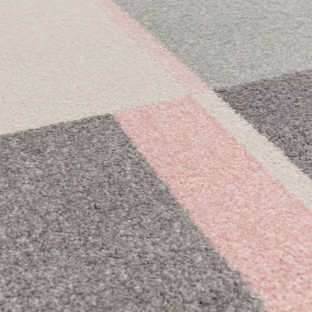 Asiatic muse mu21 pink circle Grey, Pink Living Room Geometric Rug.