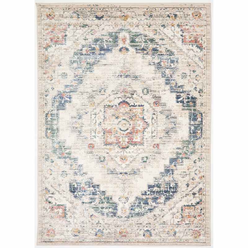 Nova Loki Traditional Distressed Medallion Rugs in Blue