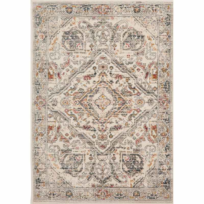 Nova Sadie Traditional Border Medallion Rugs in Cream White