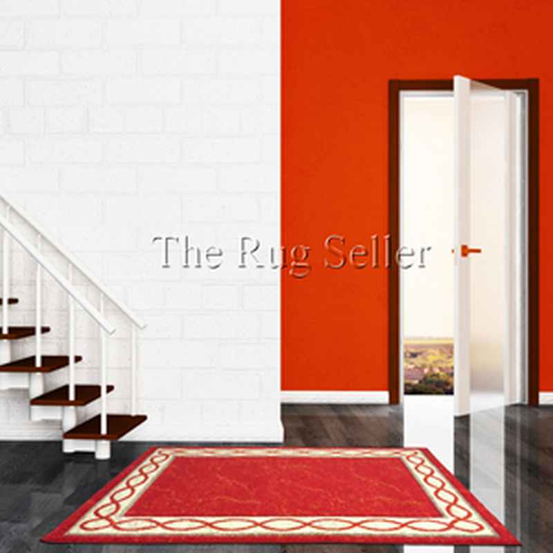 Naples Loop Border Rugs in Red