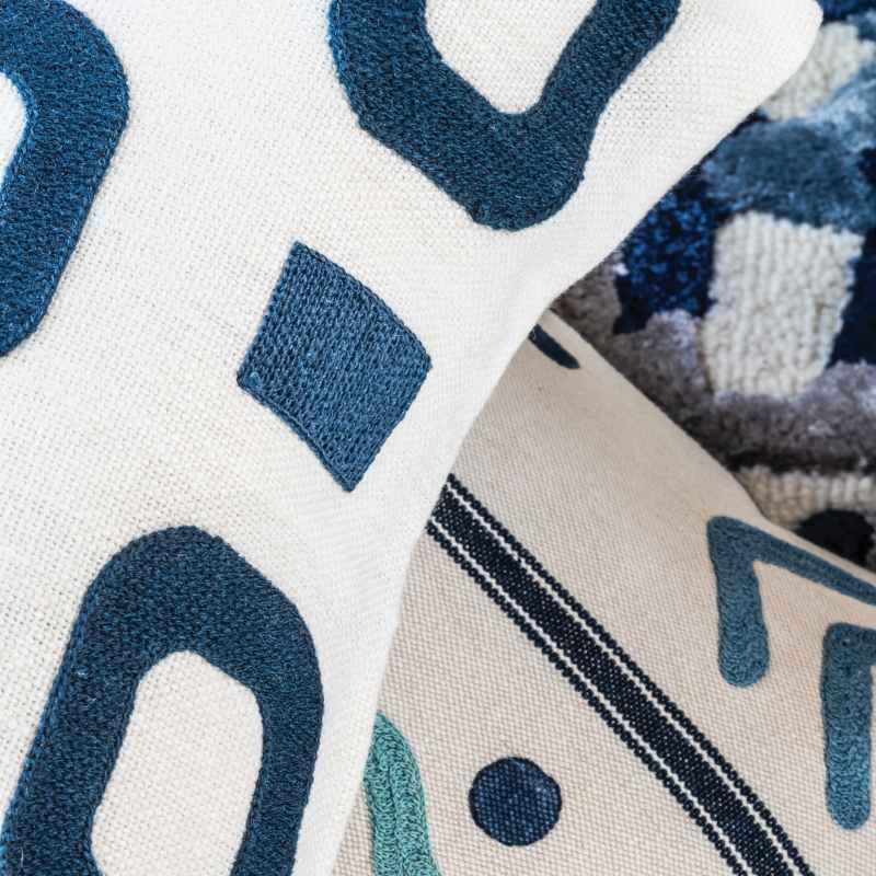 Nasca Geometric Cushion by William Yeoward in Ocean Blue