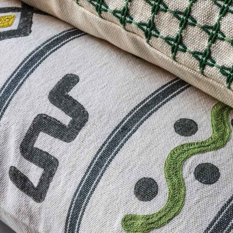 Nasca Geometric Cushion by William Yeoward in Sage Green