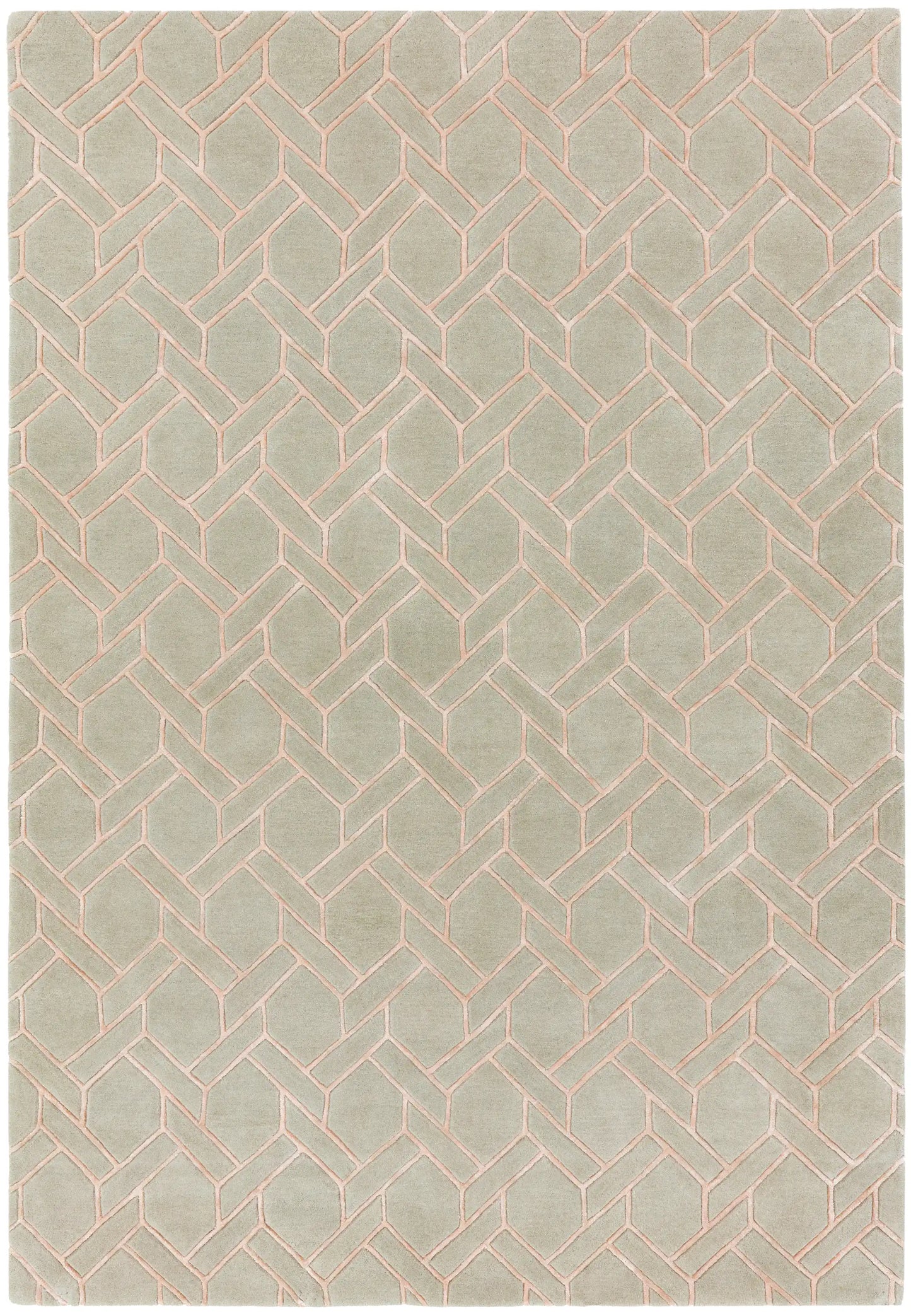 Asiatic nexus fine lines silver pink Grey, Pink Living Room Wool Rug.