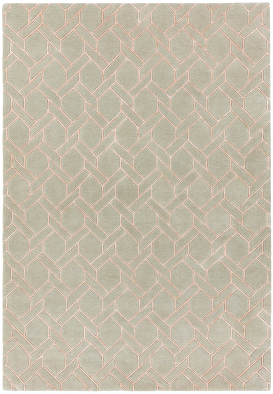 Asiatic nexus fine lines silver pink Grey, Pink Living Room Wool Rug.