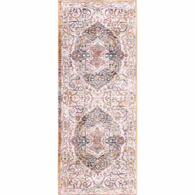 Nova 8881 Traditional Runner Rugs in White Yellow