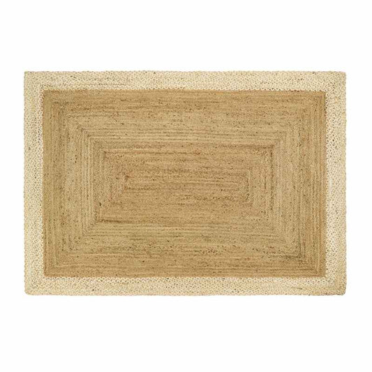 Jute Bordered Plain Woven Modern Rugs in Natural White