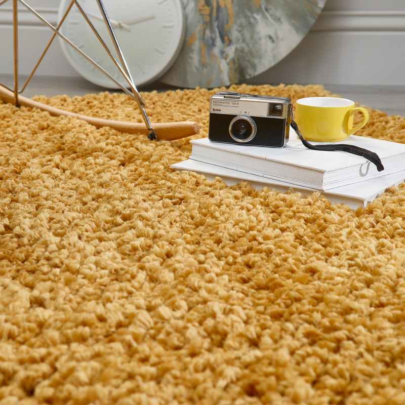 Origins Portland Shaggy Rugs in Ochre Yellow