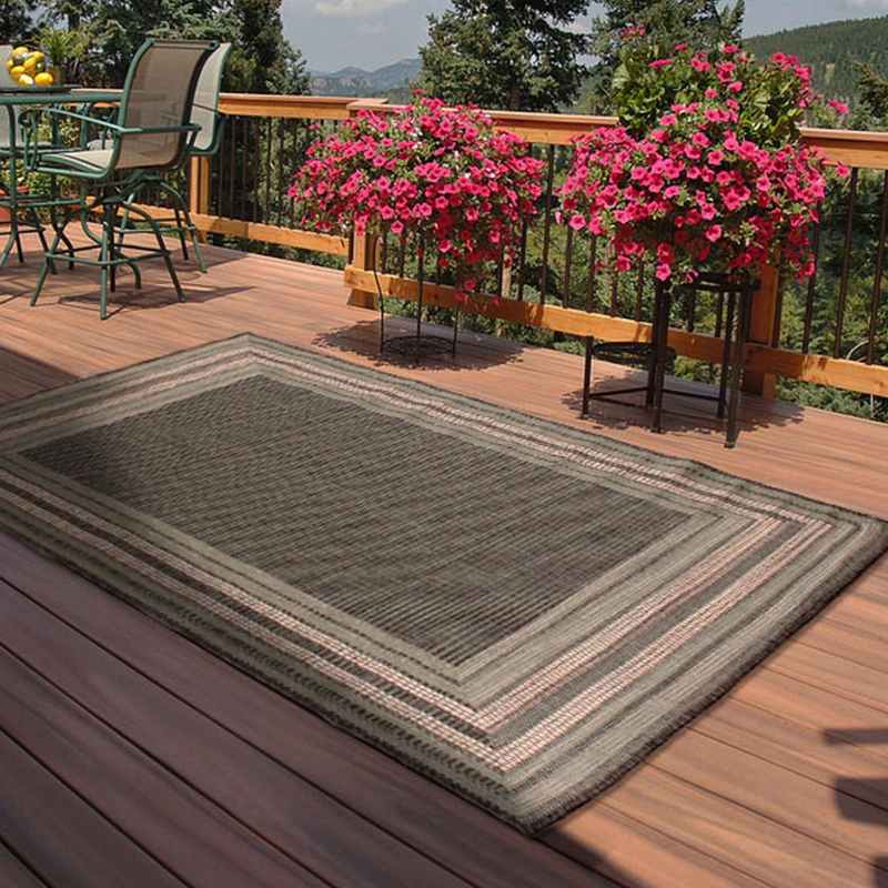 Indoor Outdoor Border Rugs in Aqua by Rugstyle