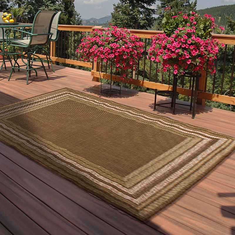 Indoor Outdoor Border Rugs in Green by Rugstyle