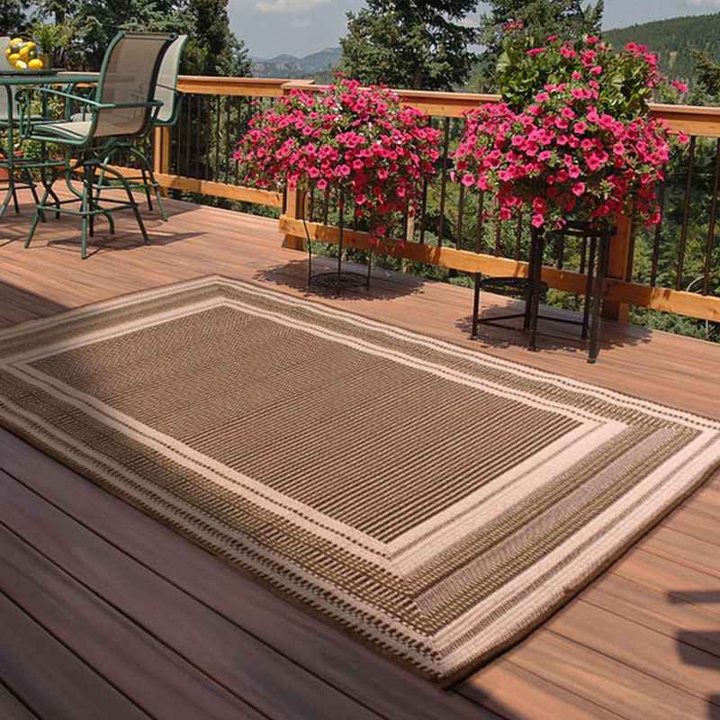 Indoor Outdoor Border Rugs in Natural by Rugstyle