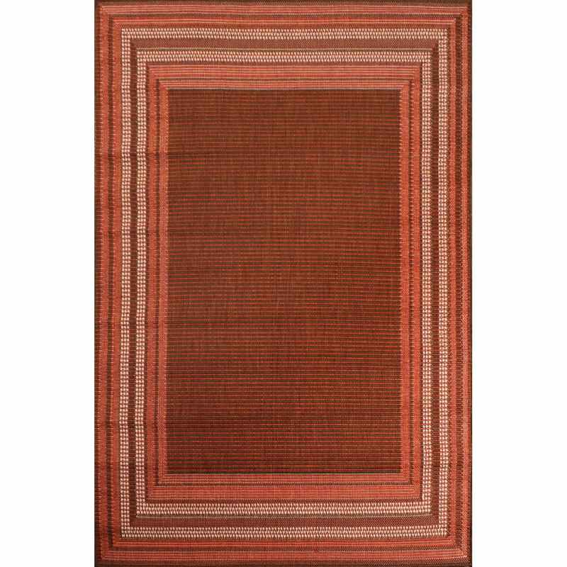 Indoor Outdoor Border Rugs in Terracotta by Rugstyle