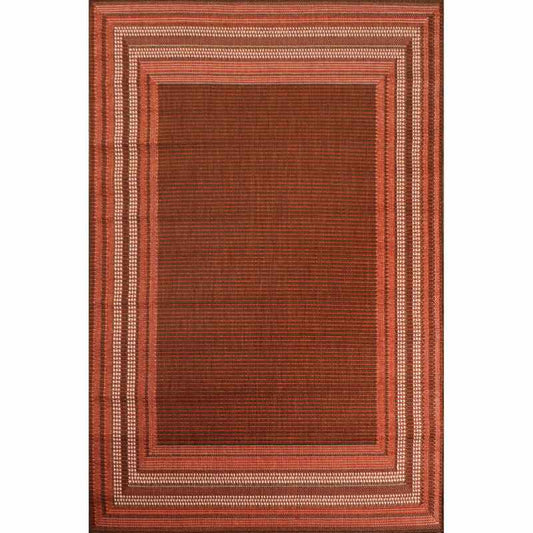Indoor Outdoor Border Rugs in Terracotta by Rugstyle