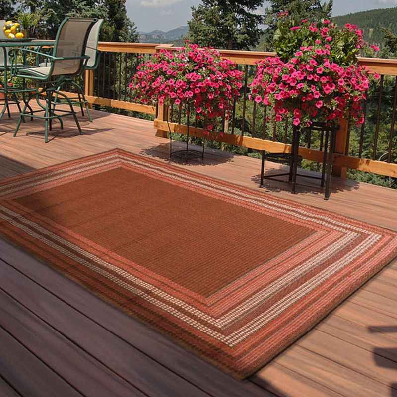 Indoor Outdoor Border Rugs in Terracotta by Rugstyle