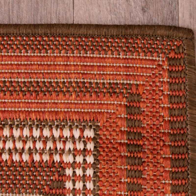 Indoor Outdoor Border Rugs in Terracotta by Rugstyle