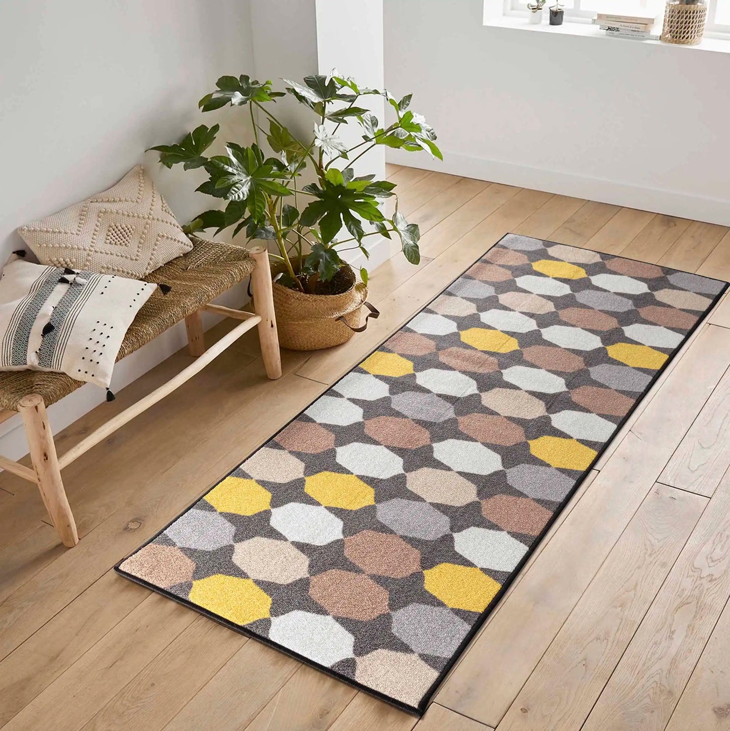 Washable Gel-Back Havana Oval Gold Rug