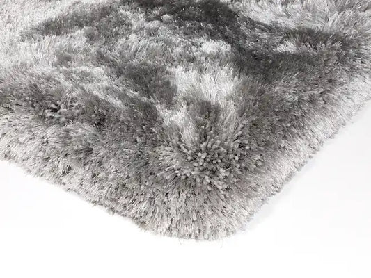 Asiatic plush plush silver Grey Living Room Shaggy Rug.