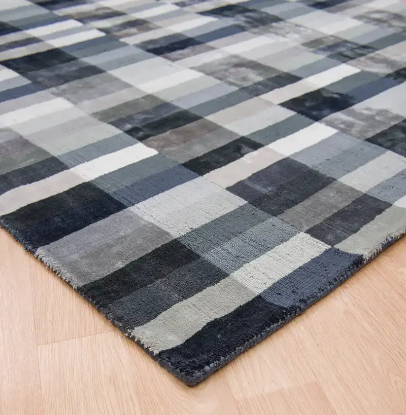 Asiatic deco graphite Grey Living Room Geometric Rug.