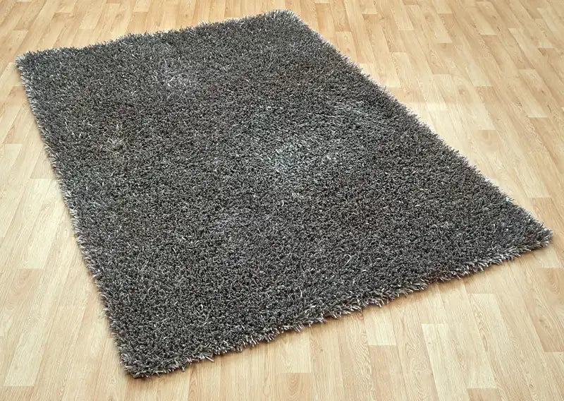 Asiatic metallica metallica silver Grey  Shaggy Rug.