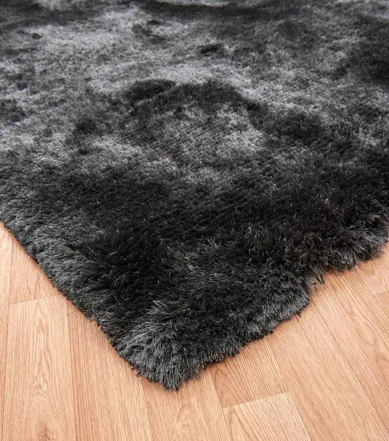 Asiatic plush plush slate Grey Living Room Shaggy Rug.