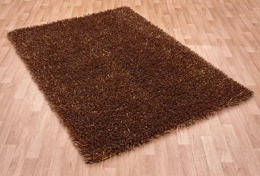 Asiatic metallica metallica bronze Brown  Shaggy Rug.