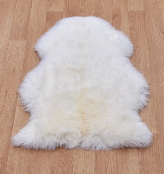Asiatic sheepskin white sheepskin Ivory Living Room Wool Rug.