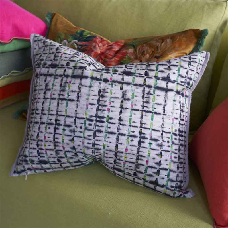 Parquet Batik Cushion by Designers Guild in Indigo Blue