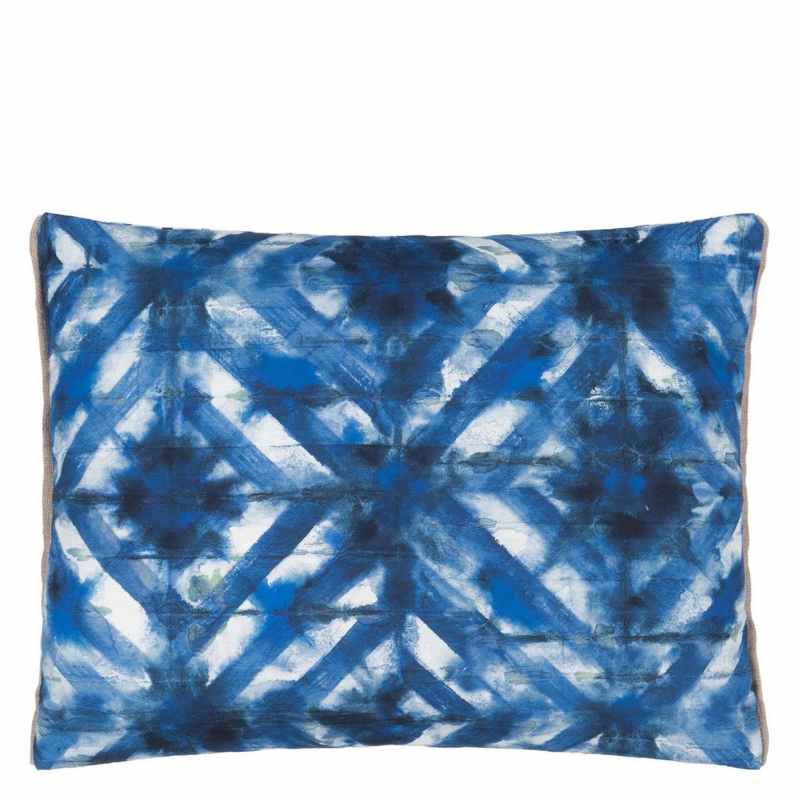 Parquet Batik Cushion by Designers Guild in Indigo Blue