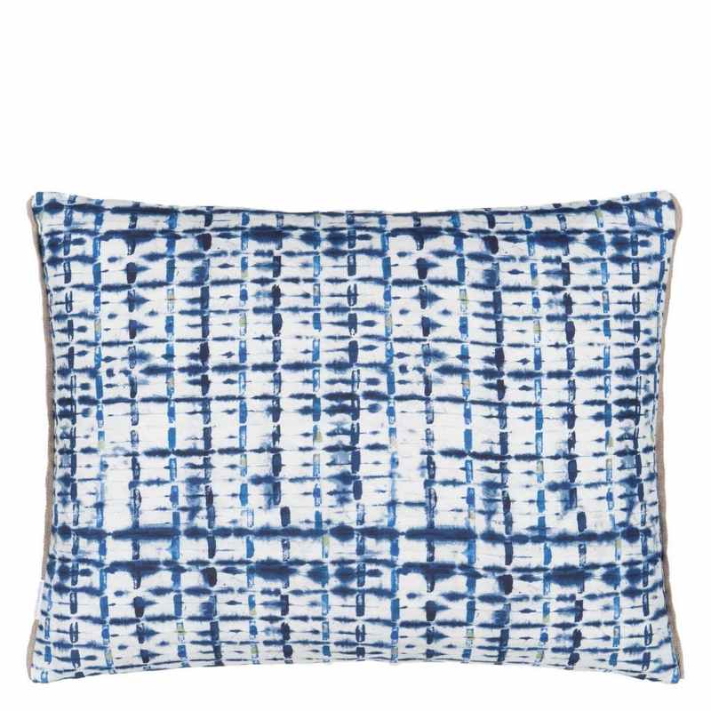 Parquet Batik Cushion by Designers Guild in Indigo Blue