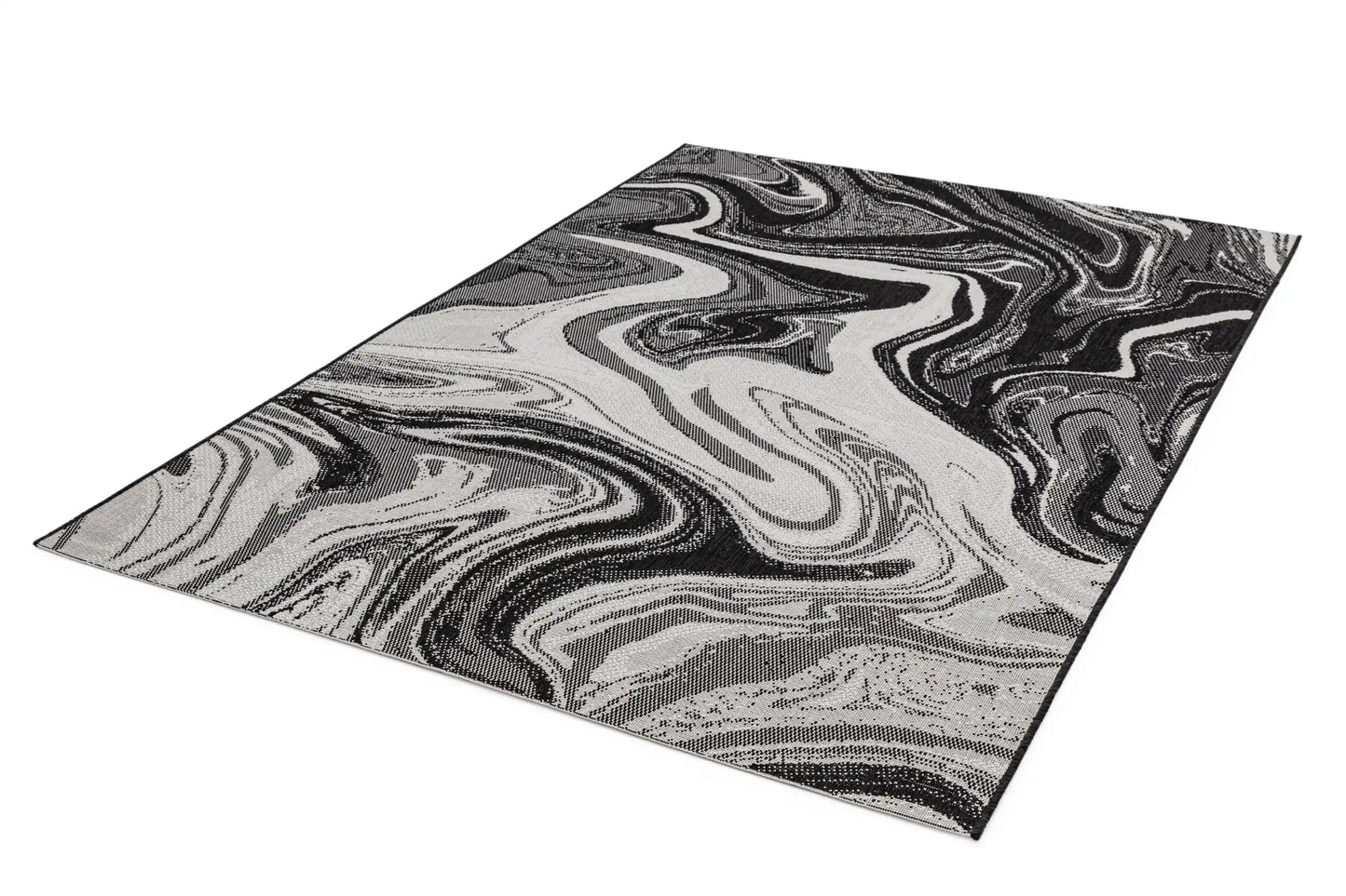 Asiatic patio pat19 black marble Black Outdoor Striped Rug.