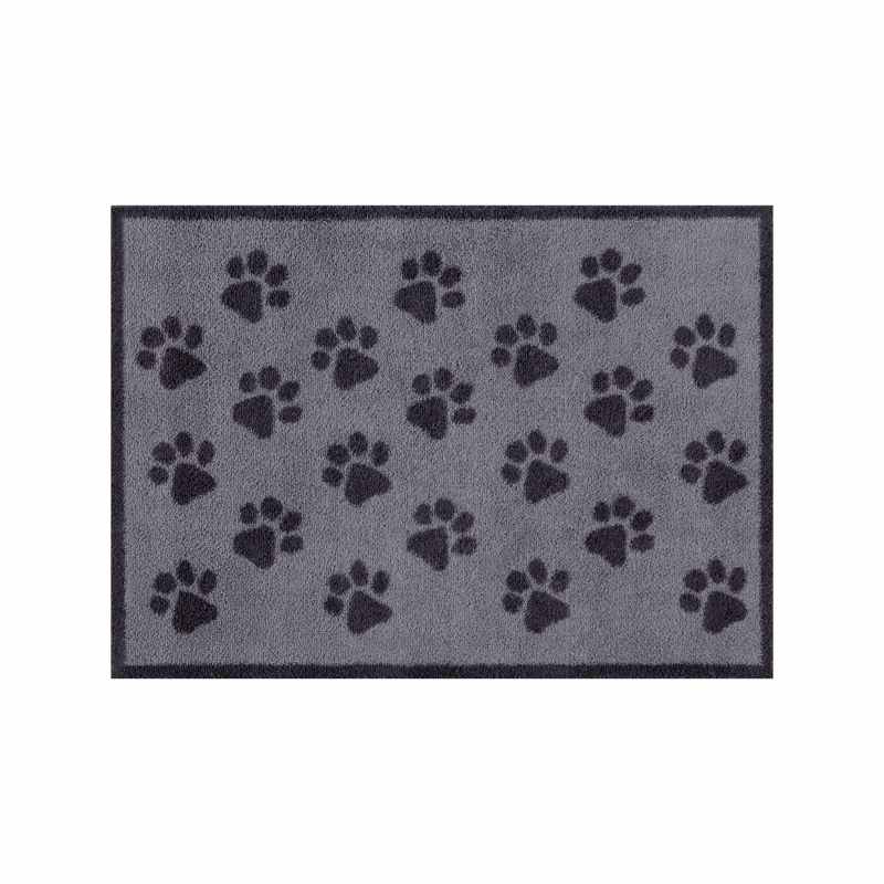 Paws Grey Washable Doormat in Grey