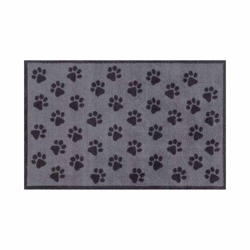 Paws Grey Washable Doormat in Grey