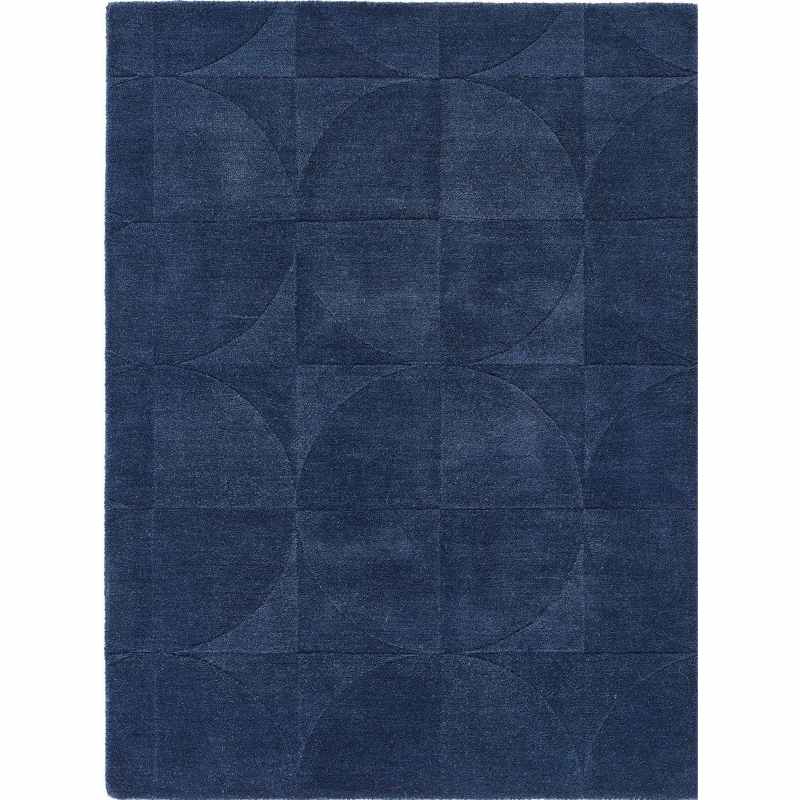 Penny Geometric Wool Rugs in Infinity Blue