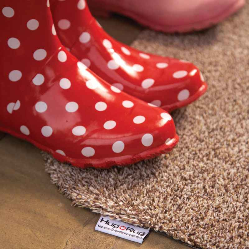Plain Fleck Washable Hug Rug Doormat in Linen
