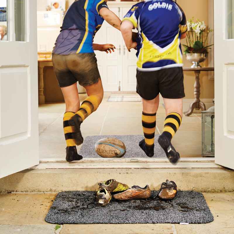 Plain Fleck Washable Hug Rug Doormat in Slate