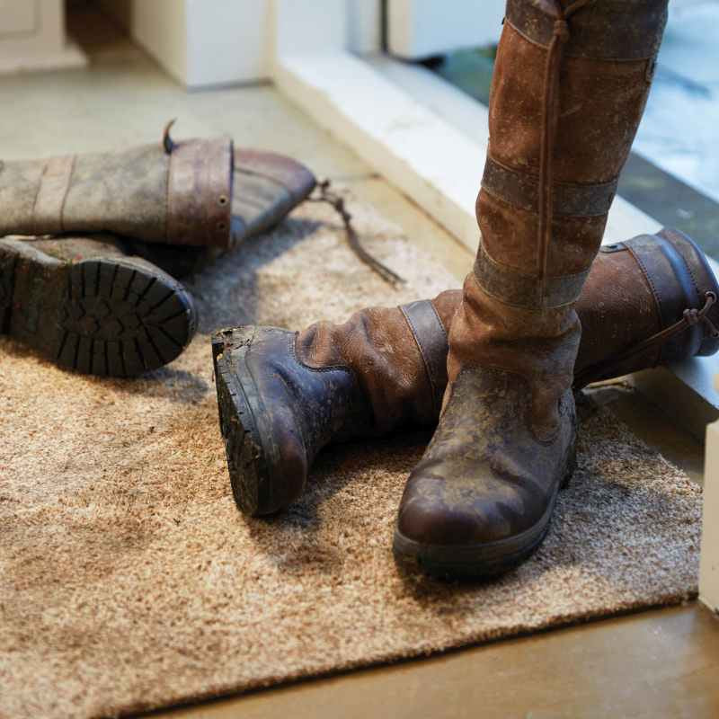 Plain Fleck Washable Hug Rug Doormat in Stone