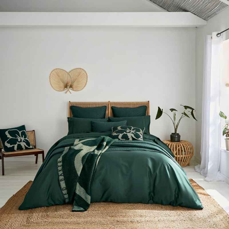 Plain Dye Cotton Bedding Duvet Cover and Pillowcase by Ted Baker in Forest Green