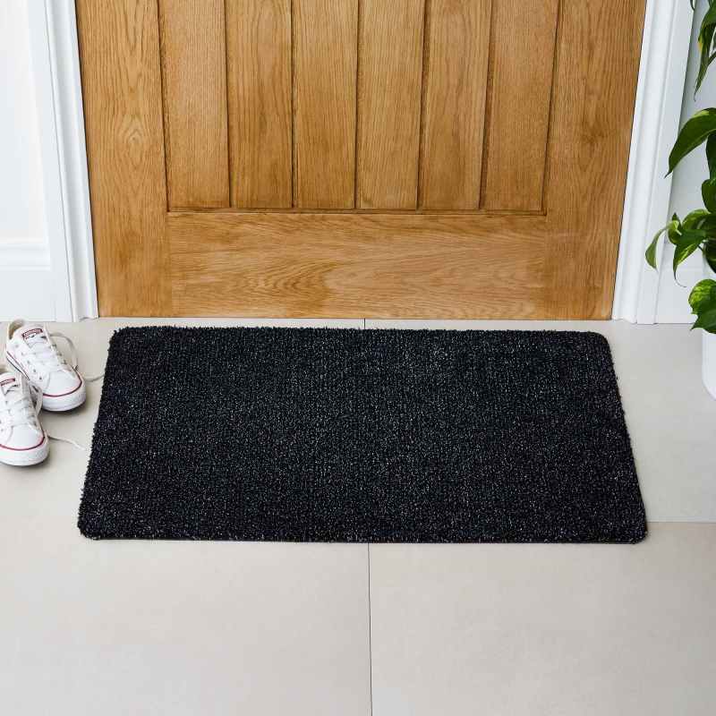 Plain Washable Doormat in Graphite Grey