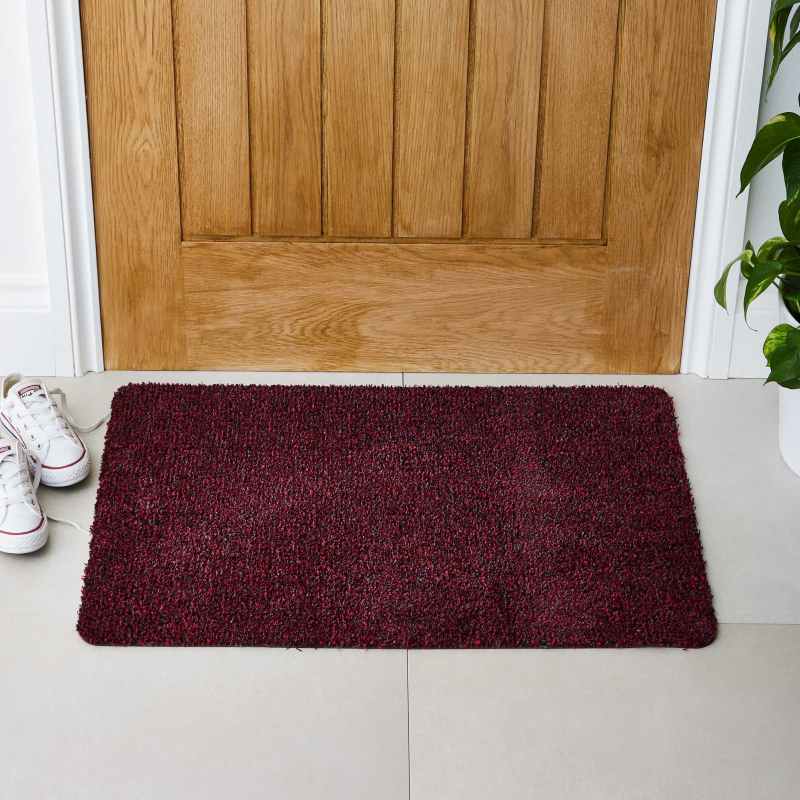 Plain Washable Doormat in Red