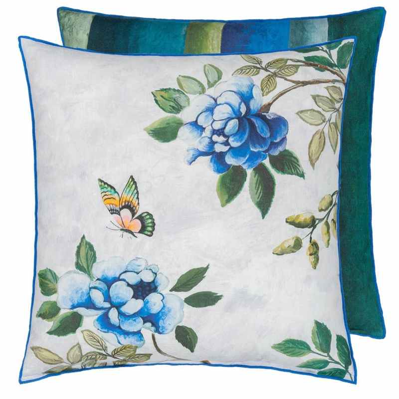 Porcelaine de Chine Floral Cushion By Designers Guild in Cobalt Blue