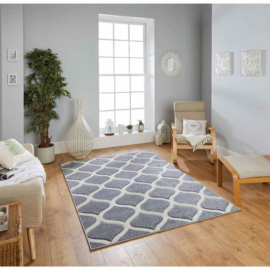 Portland Arabesque Trellis Rugs 1095 1 in Grey Cream