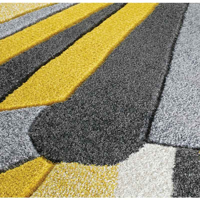 Portland Splinter Geometric Rugs 3337 A in Grey Cream Yellow
