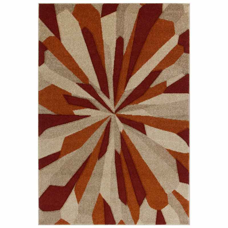 Portland Splinter Geometric RugsRugs 3337 E in Terracotta Red Beige
