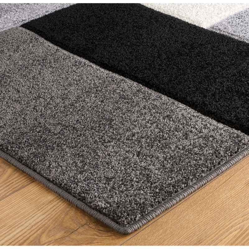 Portland Geometric Grid Block Rugs 8425 B in Grey