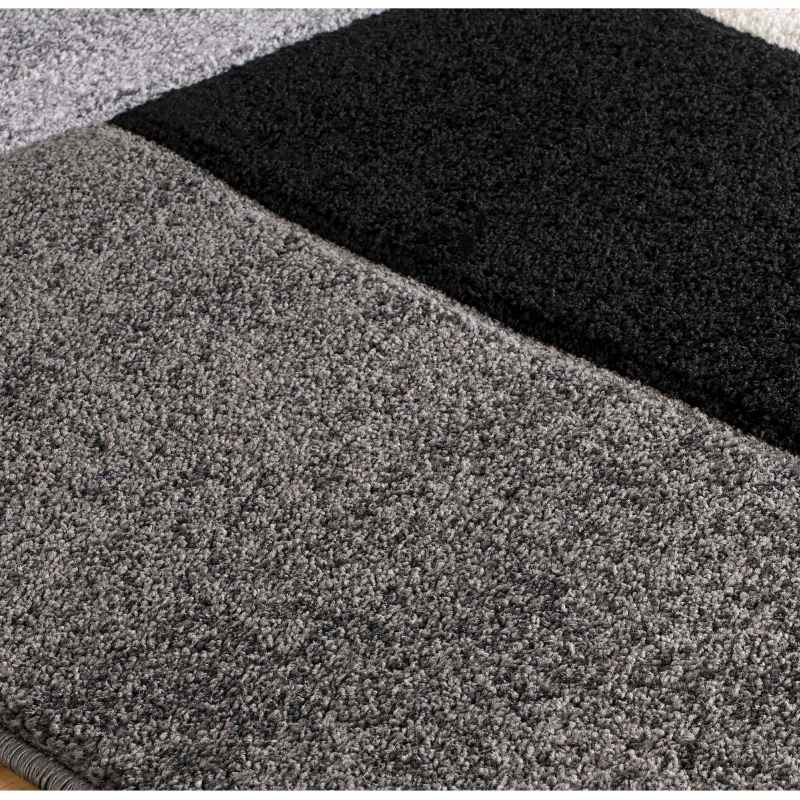 Portland Geometric Grid Block Rugs 8425 B in Grey