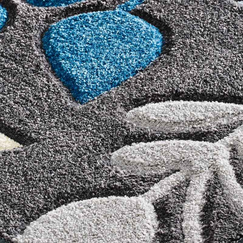 Portland 1096 E Carved Leaf Rugs in Grey Blue