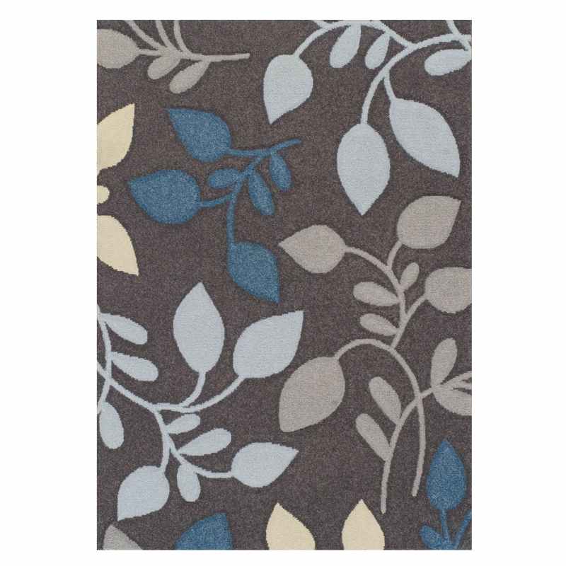 Portland 1096 E Carved Leaf Rugs in Grey Blue